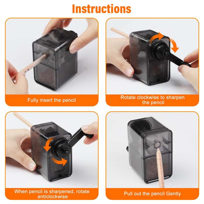 [Australia - AusPower] - Pencil Sharpener Black, Manual Pencil Sharpener with Stronger Helical Blade to Fast Sharpen for Kids, School, Classroom, Home, Artists, Ideal for No.2/Colored/Art Pencils 