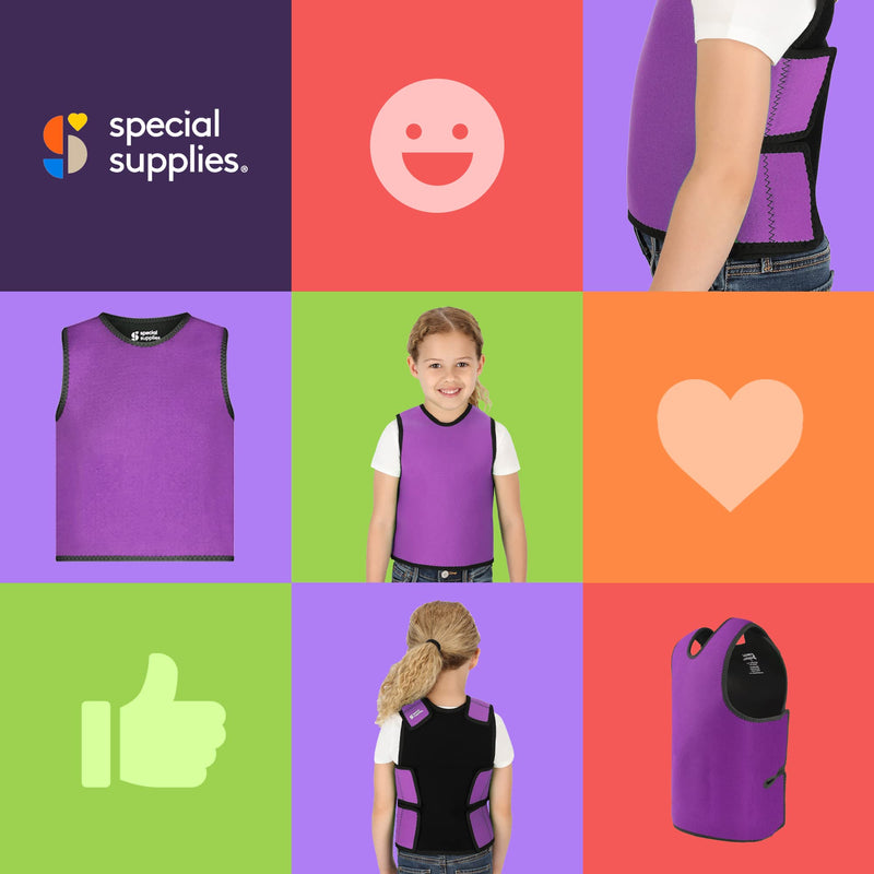 [Australia - AusPower] - Special Supplies Sensory Compression Vest Deep Pressure Comfort for Autism, Hyperactivity, Mood Processing Disorders, Breathable, Form-Fitting, Kids and Adults (Purple, X-Small 14x24 inches) Purple X-Small (Pack of 1) 