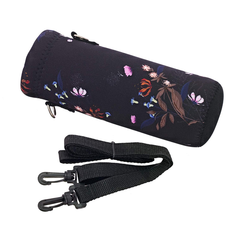 [Australia - AusPower] - AUPET Water Bottle Bag Carrier,24oz/32oz Insulated Neoprene Bottle Sling Holder Case Pouch Cover for 1000ML/750ML Bottles with Shoulder Strap for Girls Boys Adults Blue & Pink Flower 750ML 