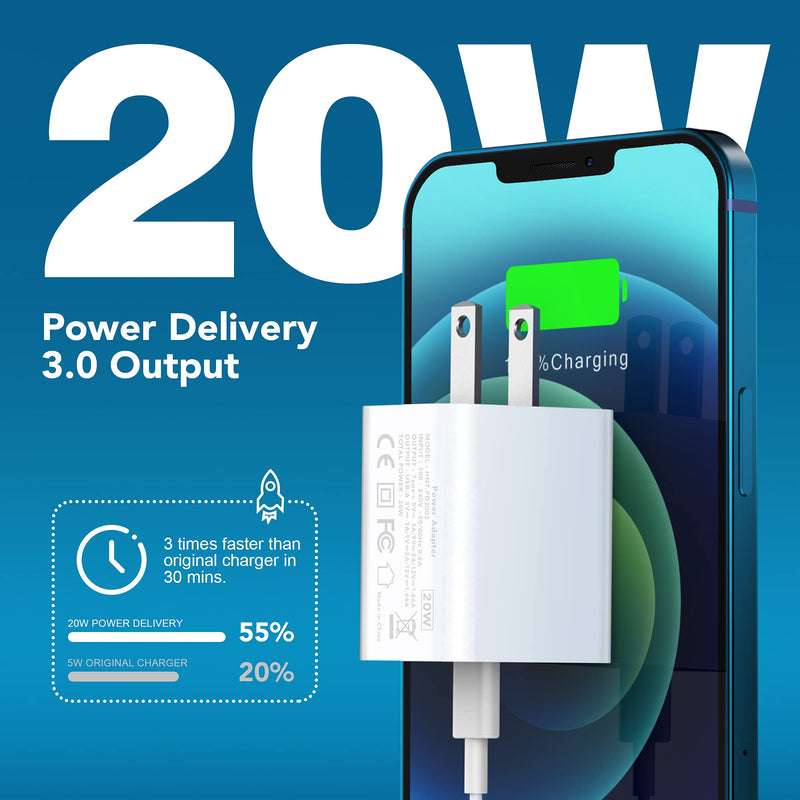 [Australia - AusPower] - iPhone 13 12 Fast Charger, 2-Pack 20W USB C Wall Charger, Dual Port PD Power Delivery Fast Charge Block Plug for iPhone 13/12/11 /Pro Max, XS/XR/X, iPad Pro, AirPods Pro, Samsung Galaxy and More 2PACK White 