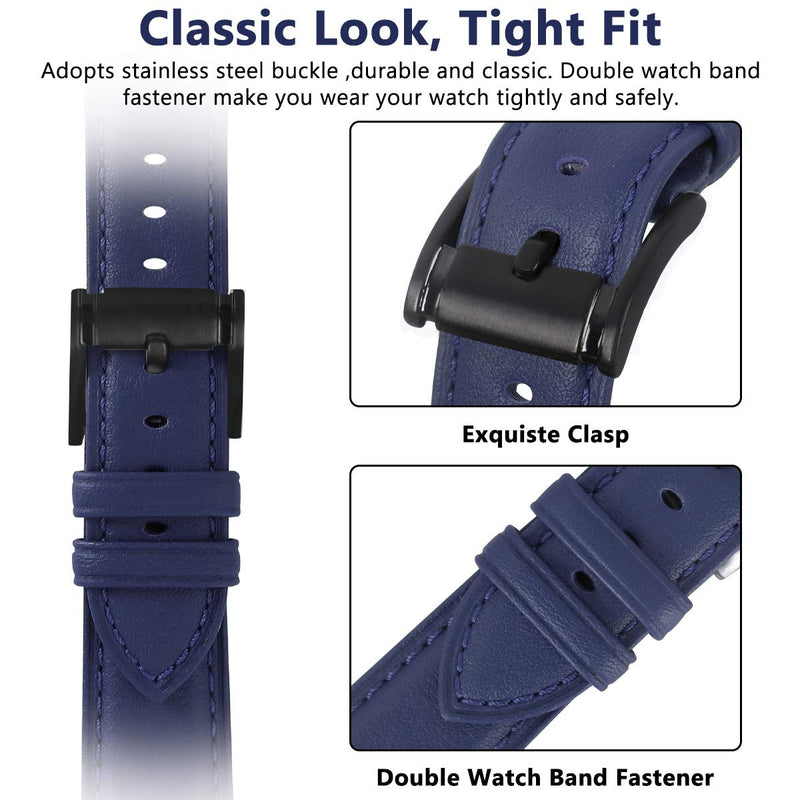 [Australia - AusPower] - JIKE watch Bands Compatible with Apple Watch Band 38mm 40mm 41mm, Top Grain Leather Smart Watch Strap Compatible for Men Women iWatch Series7/ 6/ 5 /4 /3 /2 /1，SE (dark blue/Black buckle, 38mm40mm41mm) 