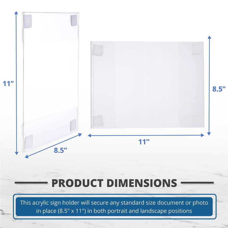 [Australia - AusPower] - Acrylic Sign Holder with Hook and Loop Adhesive, 8.5 x 11 inches - Portrait or 11 x 8.5 inches - Landscape, Clear Wall Mount Frame, Perfect for home, office, store, restaurant (3 Pack) 3 Pack 
