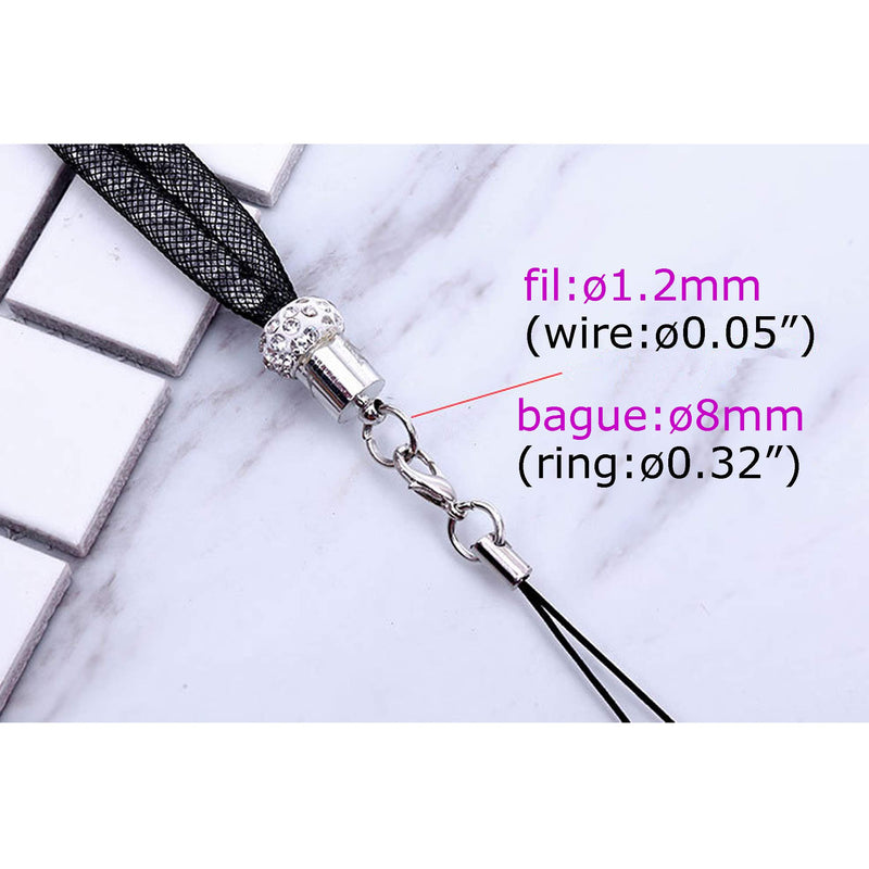 [Australia - AusPower] - Lanyard with Pompom and Fishnet Tube Filled with Sparkly Rhinestones,Bling Wrist Strap for Phone,Camera,ID Badge and USB Key,Short-Green Green Short 