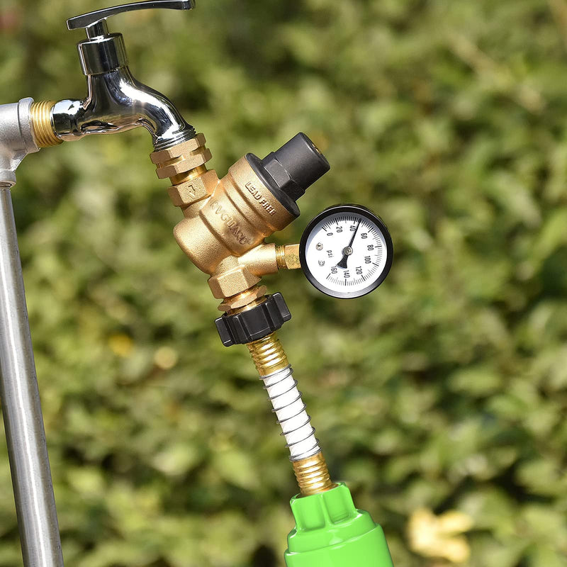 [Australia - AusPower] - RVGUARD RV Water Pressure Regulator Valve, Brass Lead-Free Adjustable Water Pressure Reducer with Gauge and Inlet Screen Filter for RV Camper Travel Trailer 