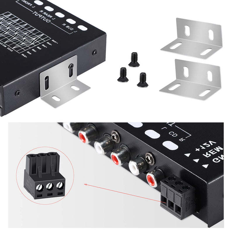 [Australia - AusPower] - Facmogu 7-Band Car Audio Equalizer, Adjustable 7 Bands EQ Car Amplifier Graphic Equalizer with CD/AUX Input Select Switch, Front/Rear + Sub Output, for Boat RV RTV Motorcycle Car Stereo Tone Control 
