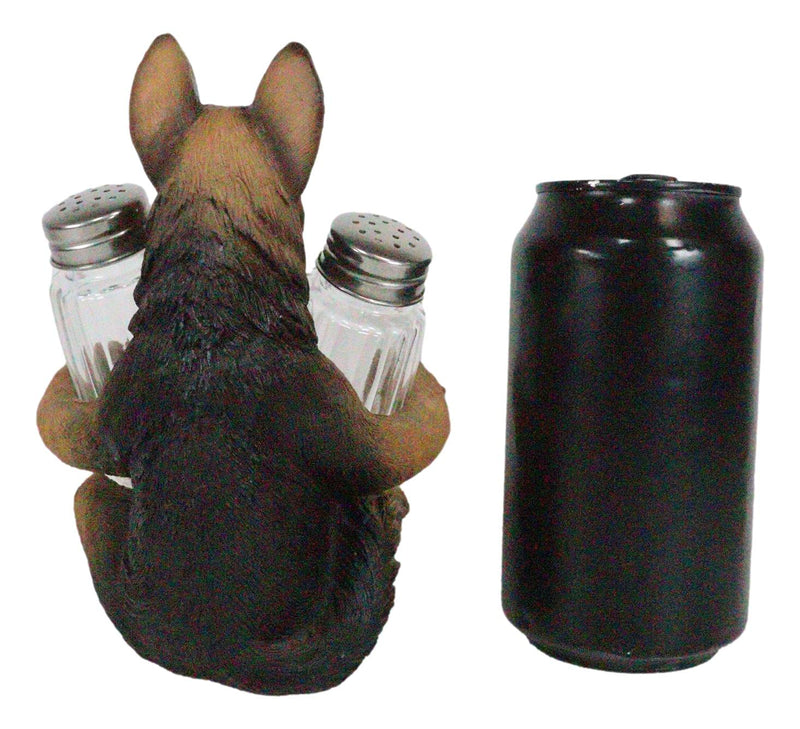 [Australia - AusPower] - Ebros Gift Panting German Shepherd Police Canine Unit Dog Salt and Pepper Shaker Set With Two Glass Shakers Figurine Set 6"Tall Pet Pal Kitchen Dining Bar Decorative Accent 