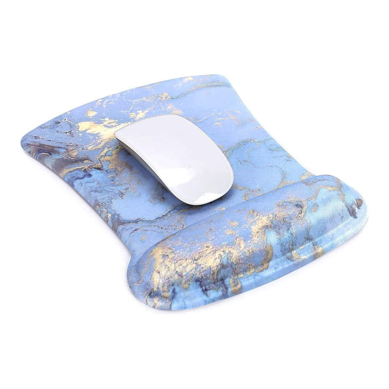 [Australia - AusPower] - MOSISO Wrist Rest Support for Mouse Pad & Keyboard Set, Ergonomic Mousepad Non-Slip Base Home/Office Pain Relief & Easy Typing Cushion with Neoprene Cloth & Raised Memory Foam, Water Blue Marble 