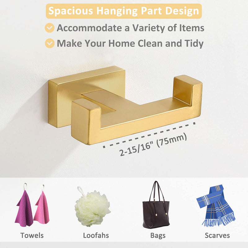 [Australia - AusPower] - Suyar Double Towel Hook Bundle with Toilet Paper Holder (Brushed Gold) 