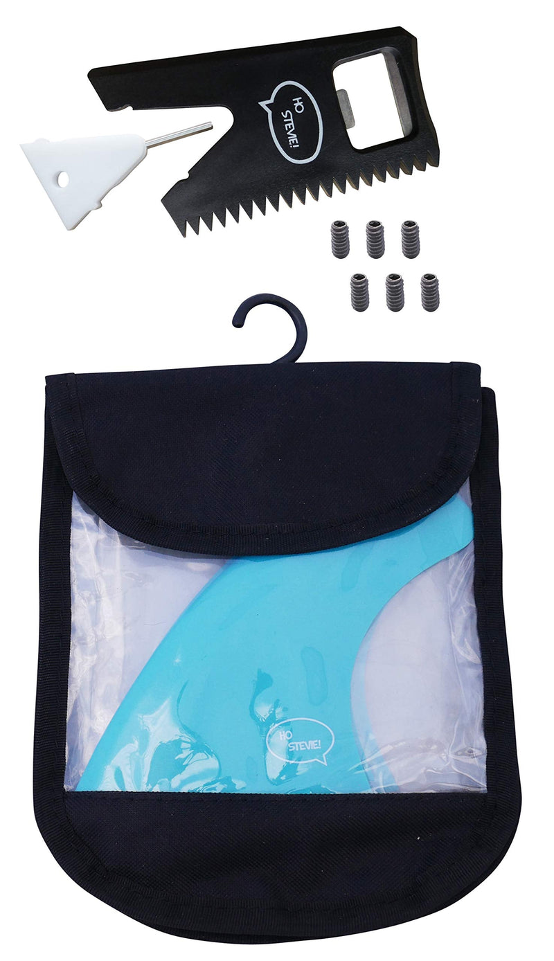 [Australia - AusPower] - Ho Stevie! Fiberglass Reinforced Polymer Surfboard Fins - Thruster (3 Fins) Twin Tab or Single Tab Sizes, with Fin Bag, Screws, Wax Comb and Fin Key Aqua 
