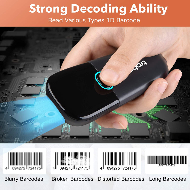 [Australia - AusPower] - Trohestar Wireless Barcode Scanner Support Bluetooth 2.4GHz USB Connection,1D Barcode Reader, Handhold Bar Code Reader for Windows, Mac, Android, iOS Grey 