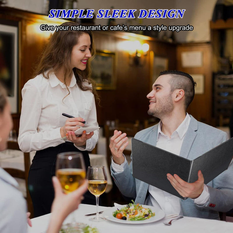 [Australia - AusPower] - Restaurant Menu Covers Holders 8.5 X 11 Inches, Double View Leather Menu Holder Covers, Black Leather Menu Covers for Wine List, Drinks, Cafes, Bar, Hotel(8.5" X 11"/2 View-Book Style/1 pcs) 8.5" X 11"/2 View-Book Style/1 pcs 