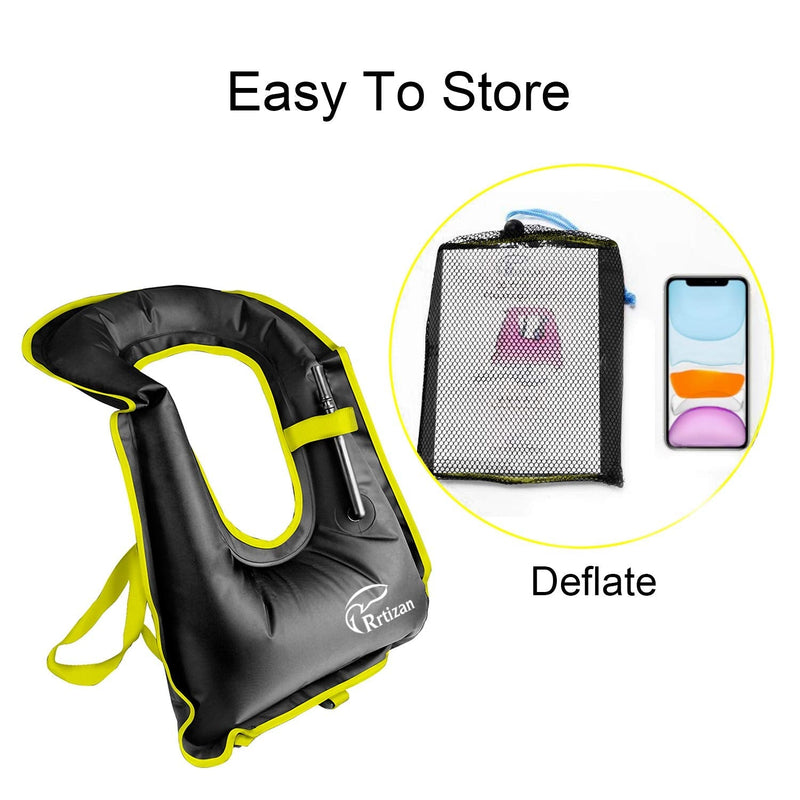[Australia - AusPower] - Rrtizan Snorkel Vest, Adults Portable Inflatable Swim Vest Jackets for Snorkeling Swimming Diving Safety Black one_size 