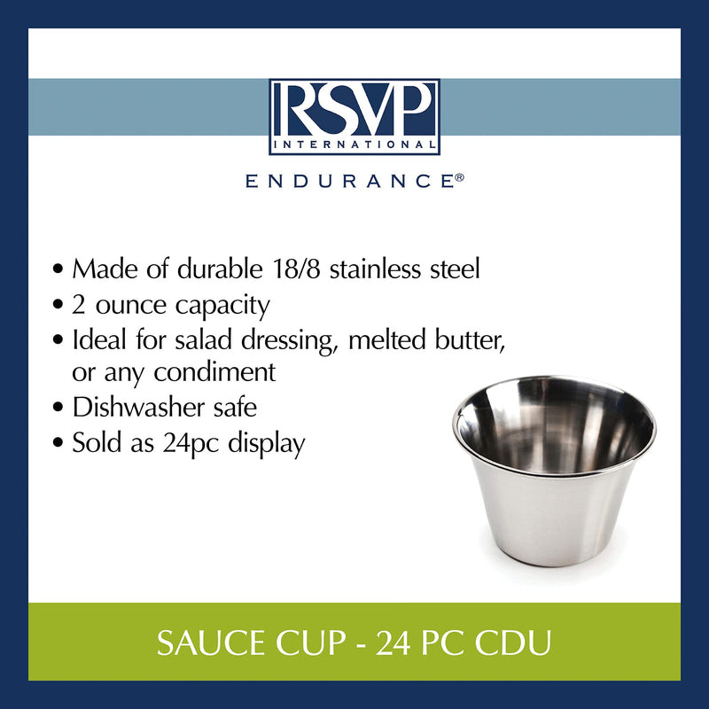 [Australia - AusPower] - RSVP International Kitchen Prep Bowl Collection Stainless Steel, Dishwasher Safe, Sauce Cups, Set of 24, Silver 
