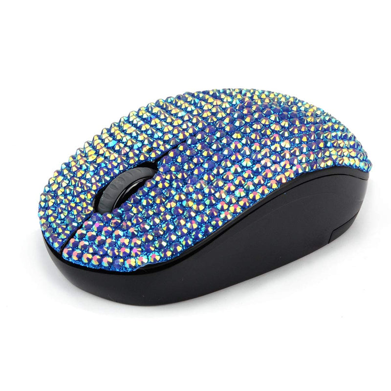 [Australia - AusPower] - Bling Dazzling 2.4GHz Wireless Silent Mouse Covered with Rhinestone Crystal, Crystallized Mouse with USB Receiver, Compatible with Notebook, PC, Laptop, Computer, MacBook,Great Gift (Blue) blue 