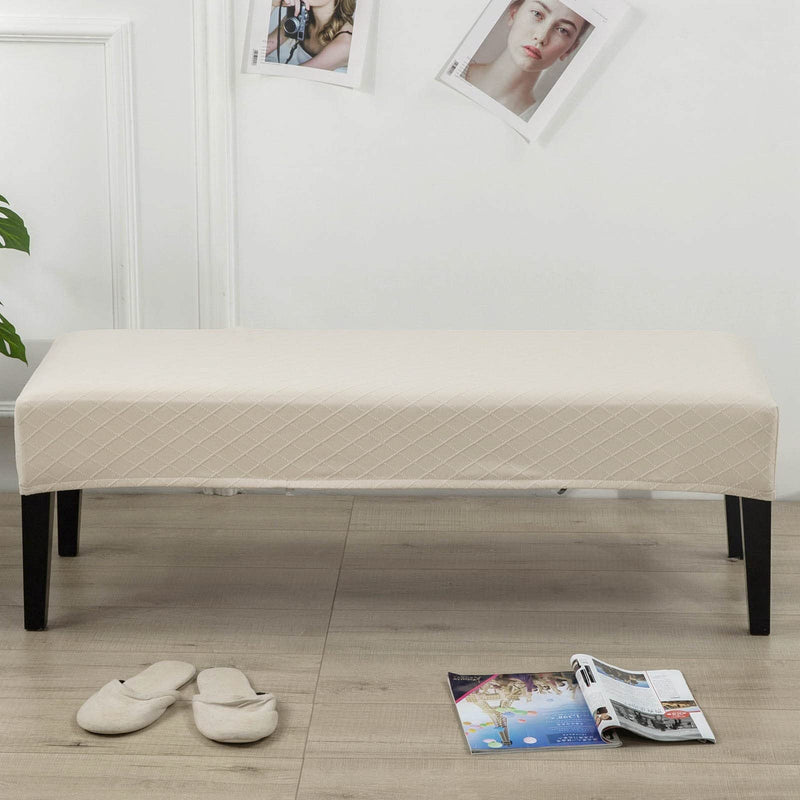 [Australia - AusPower] - SearchI Dining Room Bench Slipcovers Stretch Jacquard Bench Protector Kitchen Bench Covers Super Fit Removable Washable Spandex Bench Covers for Dining Room, Wedding, Hotel, Party Beige 