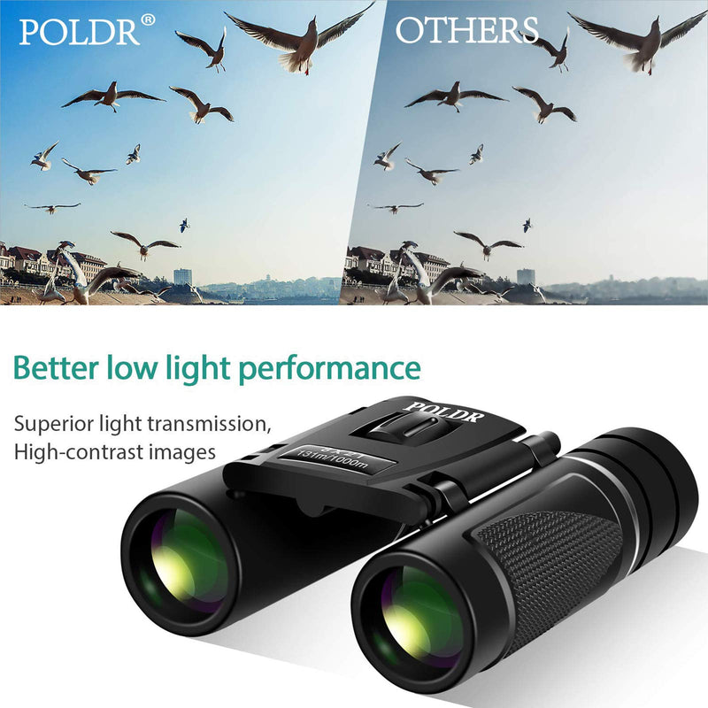 [Australia - AusPower] - POLDR 8x21 Small Compact Lightweight Binoculars for Adults Kids Bird Watching Traveling Sightseeing.Mini Pocket Folding Binoculars for Concert Theater Opera Black 