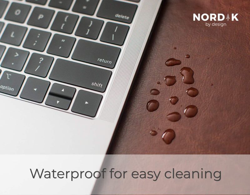 [Australia - AusPower] - Nordik Leather Desk Mat Cable Organizer (Saddle Brown 35 X 17 inch) Premium Extended Mouse Mat for Home Office Accessories - Felt Vegan Large Leather Desk Pad Protector & Desk Blotter Pads Decor Saddle Brown 