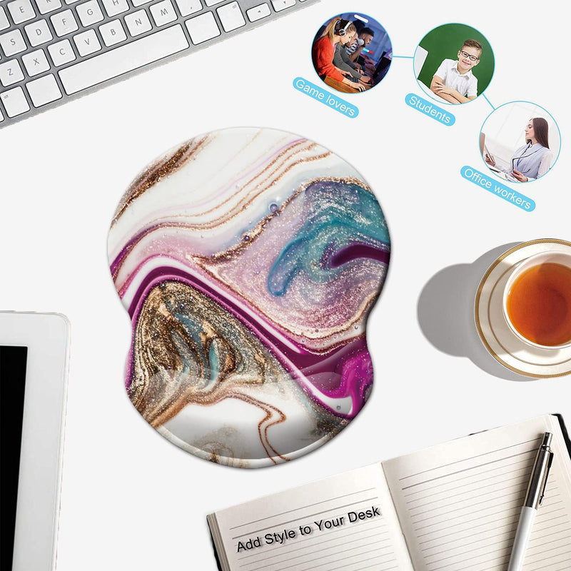 [Australia - AusPower] - Mouse Pad with Wrist Support, Non Slip Mousepad Wrist Rest for Office, Computer, Laptop & Mac- Durable & Comfortable & Lightweight Ergonomic Support Mouse Mat (Beige Purple Marble-Wrist) Beige Purple Marble-wrist 
