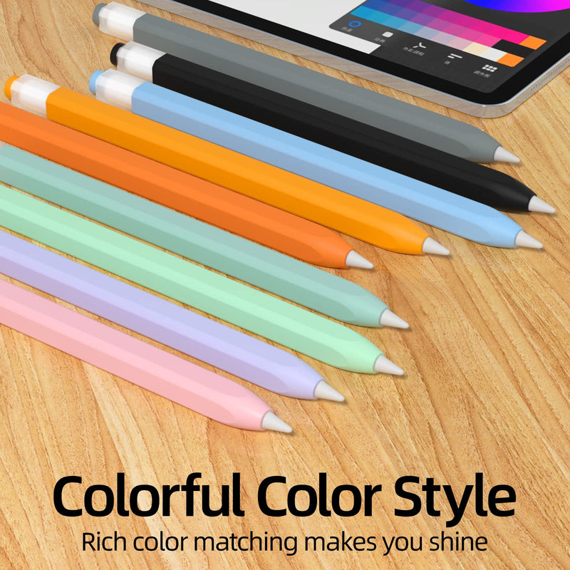 [Australia - AusPower] - JOOSKO 2 Pac Compatible with Apple Pencil 1st Generation Case Apple Pencil Grip Case, Classic Design, Soft and Lightweight Silicone Pencil Protector and 10 Pencil Tip Cover (Powder, Purple) Powder, Purple 