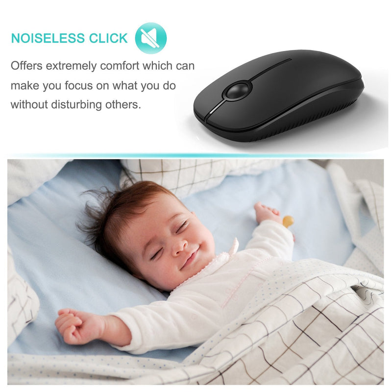 [Australia - AusPower] - Wireless Mouse, Vssoplor 2.4G Slim Portable Computer Mice with Nano Receiver for Notebook, PC, Laptop, Computer (Black) Black 