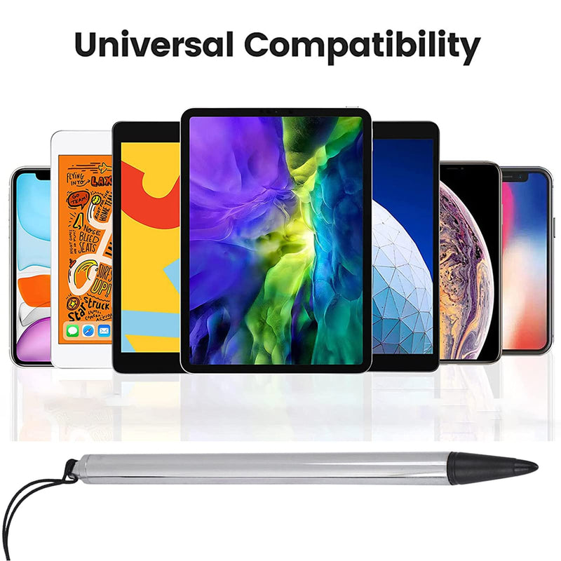 [Australia - AusPower] - Universal High Sensitive Resistive Pen,Fine Point Stylus Tip Touch Screen Pen Tips with Spring Cord for Resistive Screen Device Silver 
