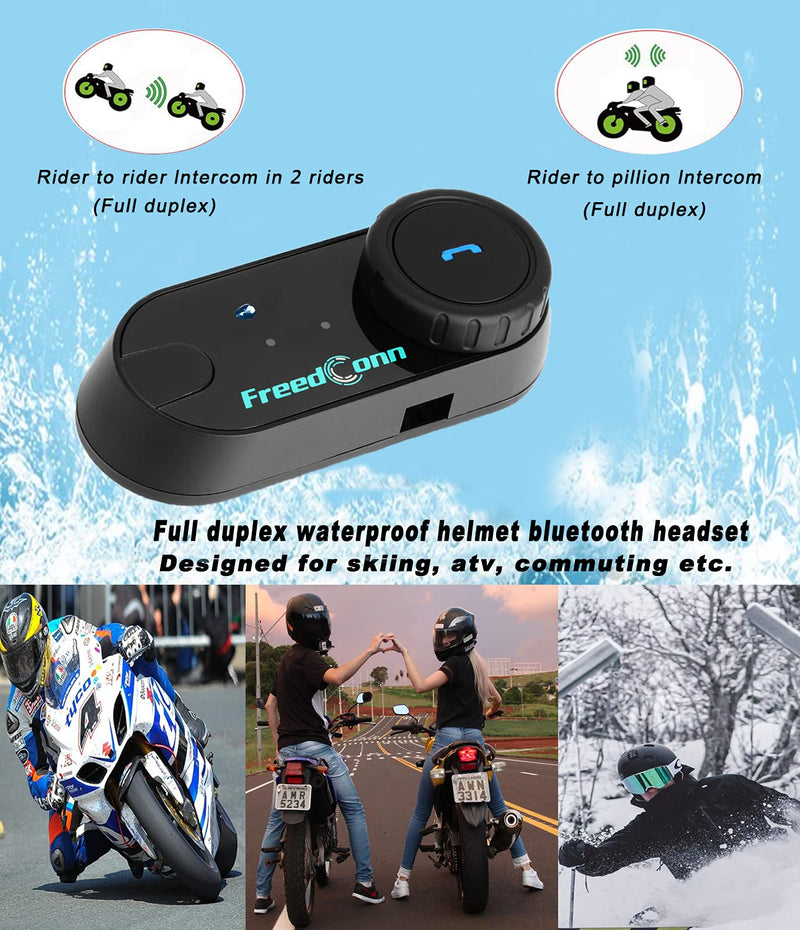 [Australia - AusPower] - Motorcycle Helmet Bluetooth Headset, TCOM VB Helmet Communication Systems 2Riders Snowmobile Helmet Bluetooth Intercom, Motobike Waterproof Interphone 800M Up to 3 Riders Pairing(1Pack) 