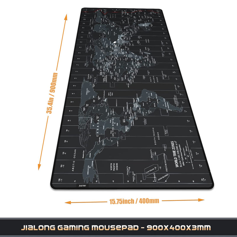 [Australia - AusPower] - JIALONG New Upgraded Version Large Mouse Pad Desk Mat Comfortable Mousepad with Personalized Design Extended Size 35.4 X 15.7X 0.12 inches for Laptop, Computer and PC - Black World Map Typ 1 