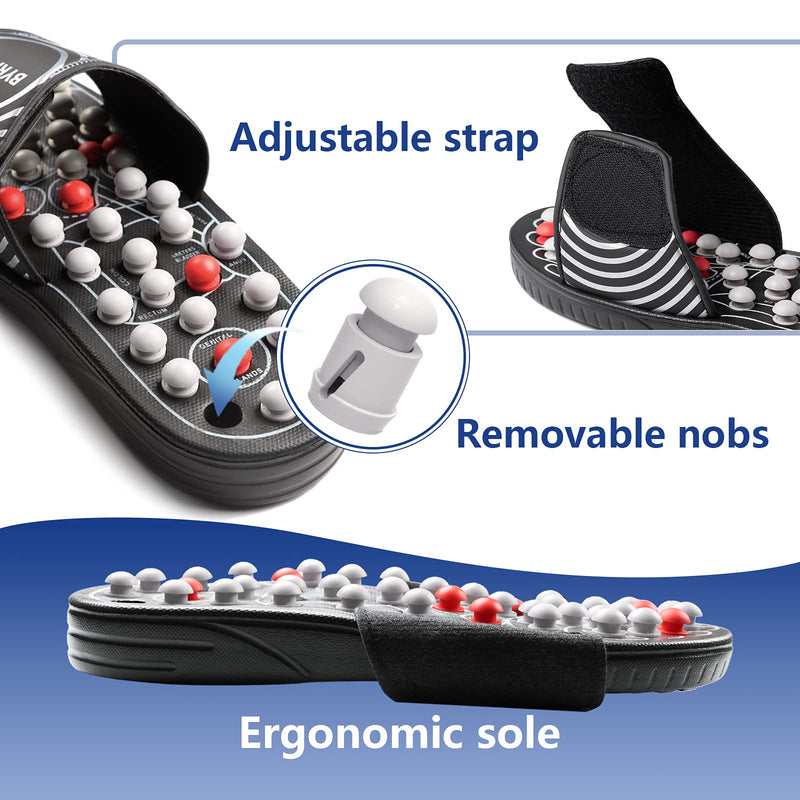 [Australia - AusPower] - BYRIVER Reflexology Foot Massager Tools, Acupuncture Massage Slippers Shoes Sandals Mat, Stress Plantar Fasciitis Relief Gifts for Men Women, Relieve Heel Arch Arthritis Neuropathy Pain (05M) Blue Spring Slippers Women(9-11) Men(7-9) 