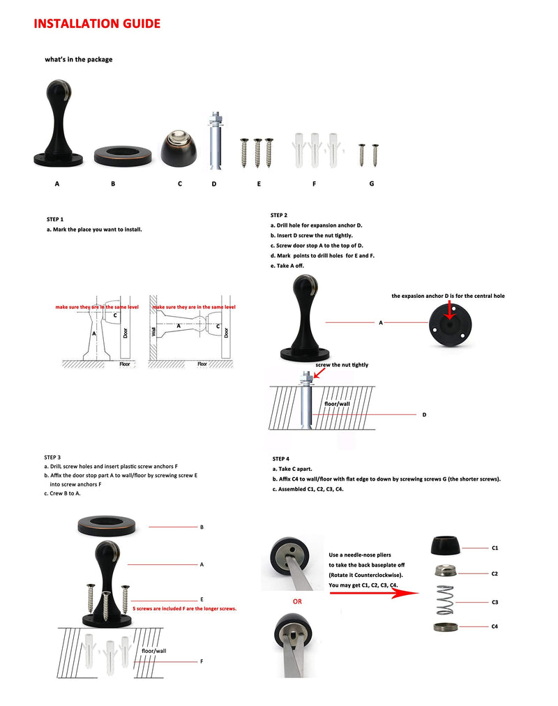[Australia - AusPower] - Solid Mental Magnetic Door Stop, Wall Mounted, Oil Rubbed Bronze 1 PCS Oil Rubbed Bronze 