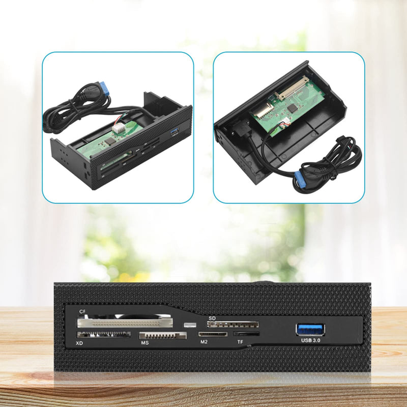 [Australia - AusPower] - 5.25 Inch Multifunction Front Panel Internal Card Reader,USB 3.0 Port All in one Multimedia 64G PC Dashboard Card Reader with 6 Copper Plated Card Slots,Support M2, SD, MS, XD, CF, TF Card 