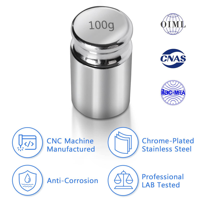 [Australia - AusPower] - Fuzion Calibration Weights 210g, 9 PCS Stainless Steel Scale Calibration Weight Kit 1g 2g 5g 10g 20g 50g 100g Calibration Weight with Storage Box, Tweezers for Digital Scale, Gram Scale 9PCS 