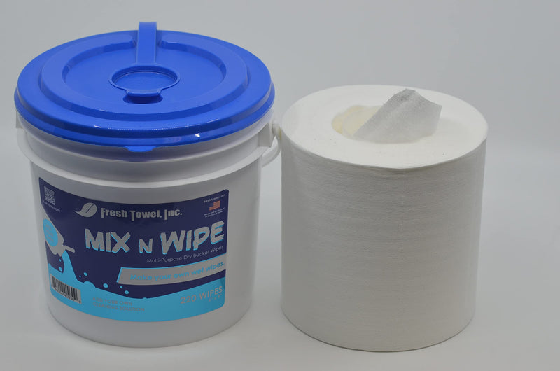 [Australia - AusPower] - Fresh Towel Dry Bucket Wipes - Make Your Own Wet Wipes with Dispenser Buckets for Cleaning - 220 Wipes - 6 inches by 9 inches per sheet - Paper Towels Bulk 