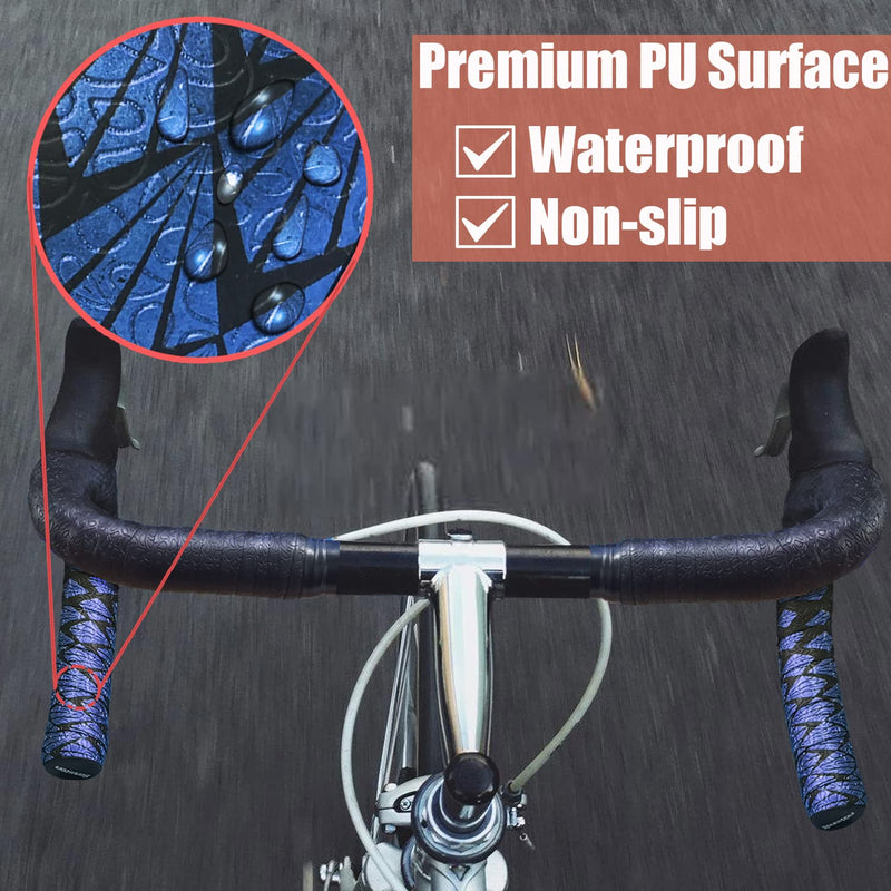 [Australia - AusPower] - Senston Road Bike Handlebar Tapes 2 Rolls, Cycling Handle Wraps-Blue 