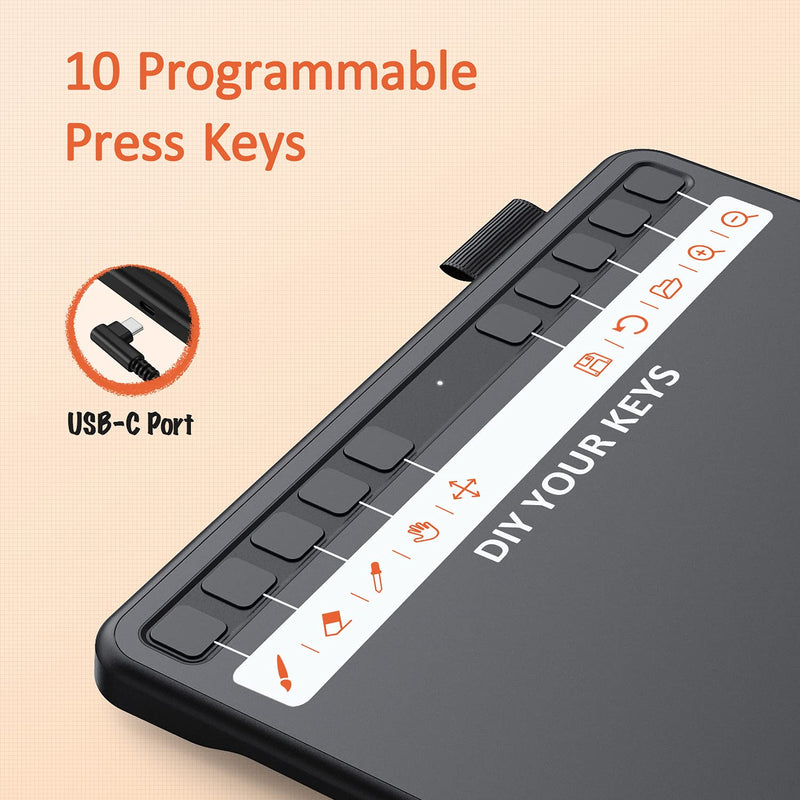 [Australia - AusPower] - Drawing Tablet, UGEE Computer Graphics Tablets with 10 Hot Keys, 6.5x4 inch OSU Tablet with Battery Free Stylus of 8192 Levels Pressure Sensitivity,Digital Pen Art Pad for Mac/Linux/Windows PC/Android 6.4x4 inch Graphics Drawing Tablet wire 