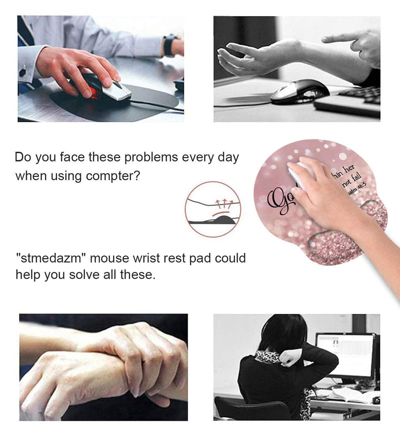 [Australia - AusPower] - Ergonomic Mouse Pad Wrist Support and Coffee Coaster, Cute Wrist Rest Pad with Non-Slip PU Base for Home Office Working Studying Easy Typing & Pain Relief, Christian Quote Bible Verse Psalm 46:5 