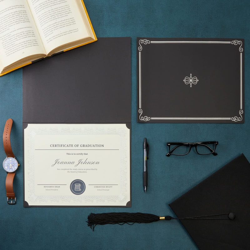 [Australia - AusPower] - Black Certificates Holders with Silver Border for Awards and Diplomas (Letter-Sized,12 Pack) 