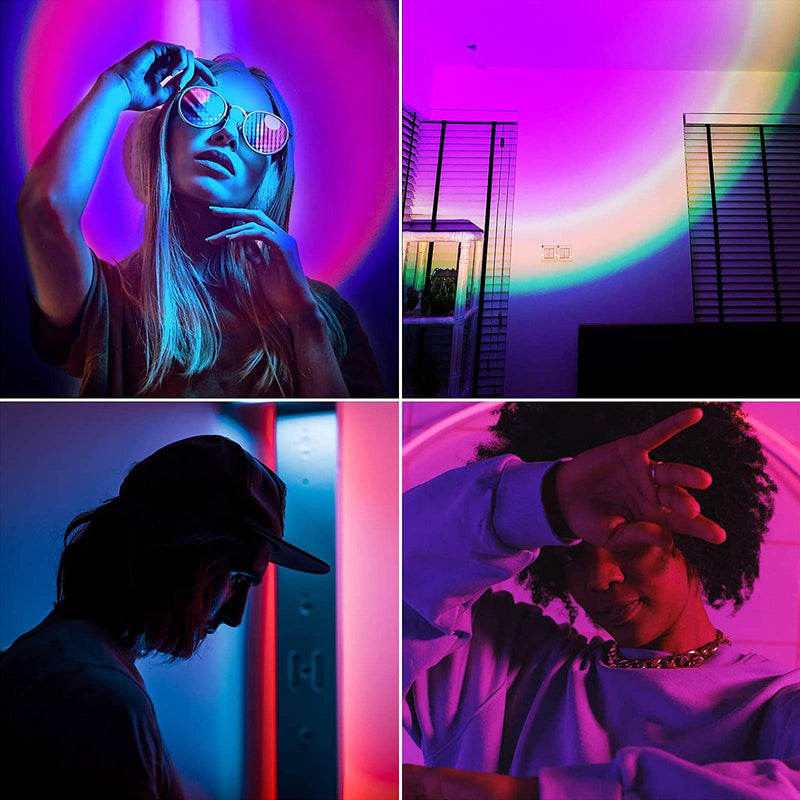 [Australia - AusPower] - YouOKLight Sunset Lamp Projector, Sunset Projector Light LED 16 Colors Brightness Adjustable Projection Night Light with Remote Control USB Charging for Photography Party Home Living Room Bedroom Rgb, Remote Control, Sunflower 