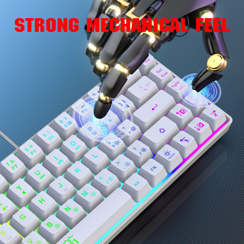 [Australia - AusPower] - Snpurdiri 60% Percent Gaming Keyboard, Ergonomic Small Mini Gaming Keyboard, Compact RGB Backlit Keyboard for Windows, PC, Laptop, Gaming (68 Keys, White) 