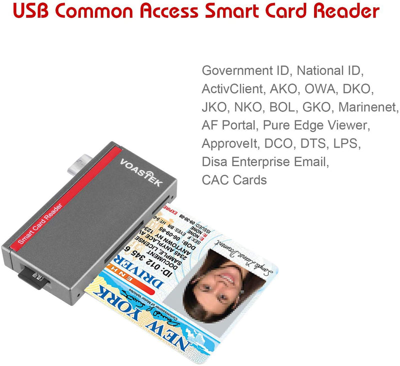 [Australia - AusPower] - USB C Smart Card Reader, DOD Military CAC Card Reader Compatible with Mac, MacBook Pro, Chromebook and Other Type C Laptops | Built-in 3 Slots SD/Micro SD Memory Card Reader VT-UTC502 
