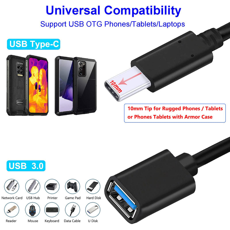 [Australia - AusPower] - USB C to USB 3.0 Adapter , Type C OTG Cable Compatible with MacBook / iPad Pro / Sony / Moto / AGM | Blackview | CAT | CUBOT | Doogee | OUKITEL | Ulefone | UMIDiGi | Galaxy Xover 5 4S Rugged Phones 