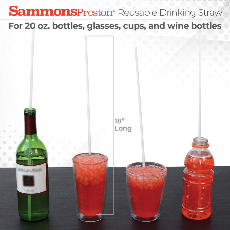 [Australia - AusPower] - Sammons Preston - 41483 Reusable Drinking Straws, Long Reusable Straws are Dishwasher Safe, Flexible Straws for Wine Bottles, Tall Cups, Smoothies, Large Glasses & More, Multiple Sizes 3/16" Wide - Pack of 10 
