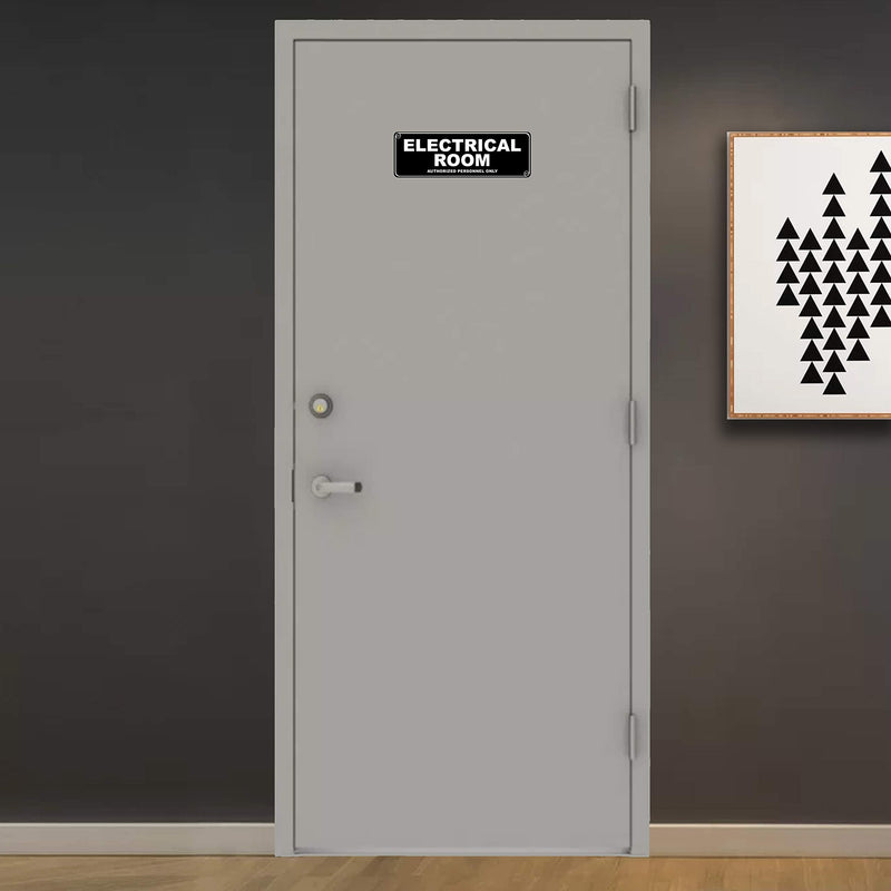 [Australia - AusPower] - Sign for Door, Authorized Personnel Only in Acrylic Plastic, Black and White, Rounded Corners, Durable, Long Lasting with Double Sided Tape in the Back - 3" x 9" (Electrical Room) Electrical Room 