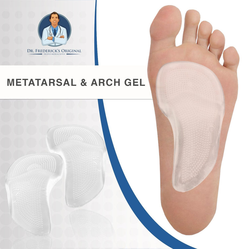 [Australia - AusPower] - Dr. Frederick's Original Self-Adhesive Metatarsal and Arch Support Insole Gel Pads - 2 Pieces - Generous Ball of Foot Cushions for Arch Support, Plantar Fasciitis & More - Small - W4.5-8 | M6-7 Small (Pack of 2) 