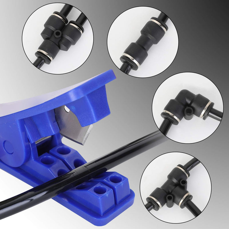 [Australia - AusPower] - Hromee Air Line Tubing Kit, 1/4 Inch (6.35MM) OD x 32.8 Feet Polyurethane PU Tube and Push to Connect Fittings, 14 PCS Compressed Pipe and Accessories Kit Polyurethane (PU) 
