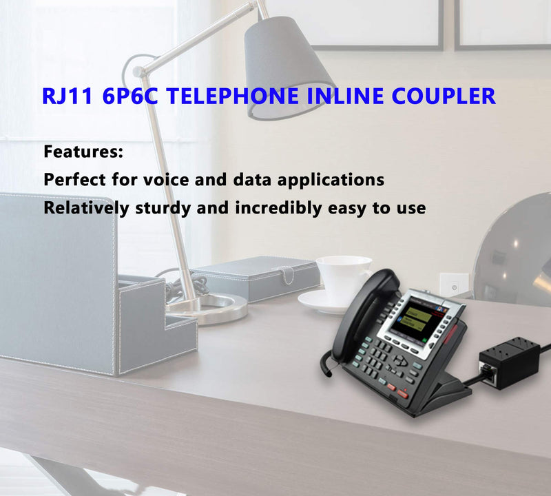 [Australia - AusPower] - SinLoon RJ11 Coupler RJ11 Female to Female 6P6C Telephone Inline Coupler Straight Telephone Cable Extension Adapter for Landline Fax Machine (Straight) 