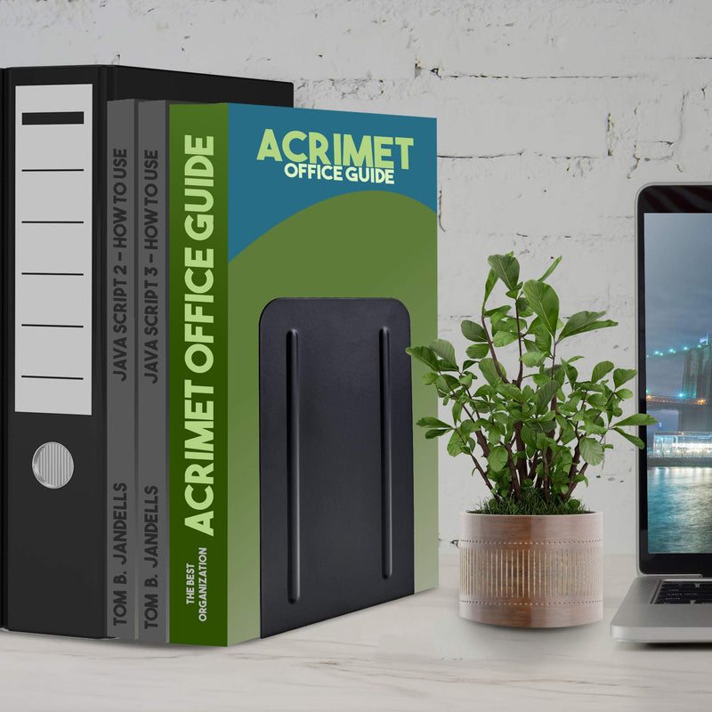 [Australia - AusPower] - Acrimet Premium Metal Bookends (Heavy Duty) (Black Color) (1 Pair) Black 