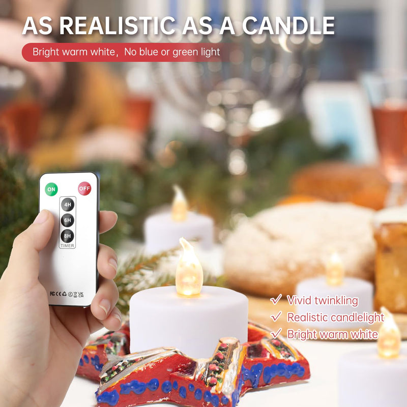 [Australia - AusPower] - LED Tea Light Candles with Remote Control,Flickering Flameless Candle,Long Lasting 400+Hours,Battery Operated,with Timer for Home Decoration Seasonal &Festival Celebration WarmWhite (12pcs) 12pcs 