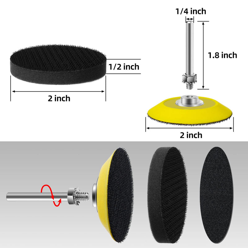 [Australia - AusPower] - 100PCS 2 Inch Sanding Discs Assorted 80-7000 Grits 2” Wet/Dry Sander Pads with 1/4” Shank Backing Plate and Hook & Loop Soft Foam Buffering Pad for Drill Grinder Rotary Tools Attachment 