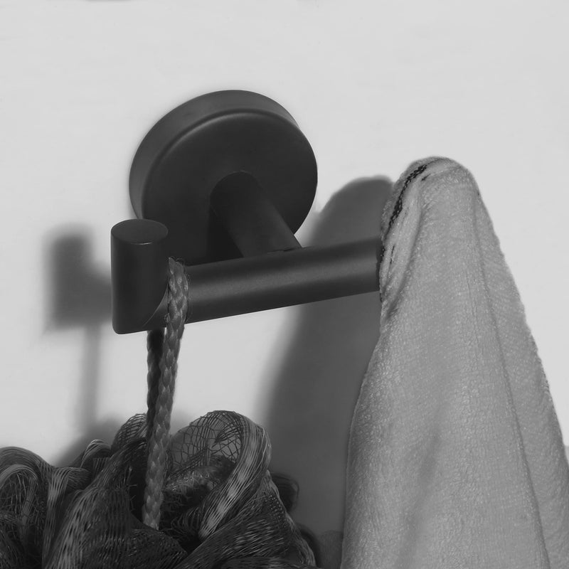 [Australia - AusPower] - Towel Hooks for Bathroom Wall Mount Robe Hook Towel Holder(3 Pcs Double Hooks+ 2 Pcs Towel Hooks)-Matte Black 