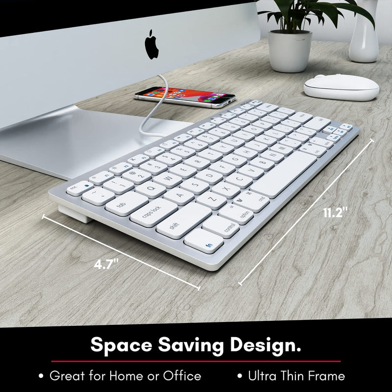 [Australia - AusPower] - Macally Small USB C Keyboard - Plug & Play Compatible Apple Wired Keyboard for Mac Mini, MacBook Pro/Air, iMac, Windows, iPad, Chromebook with USB C Port - Compact & Mini USB Type C Keyboard 
